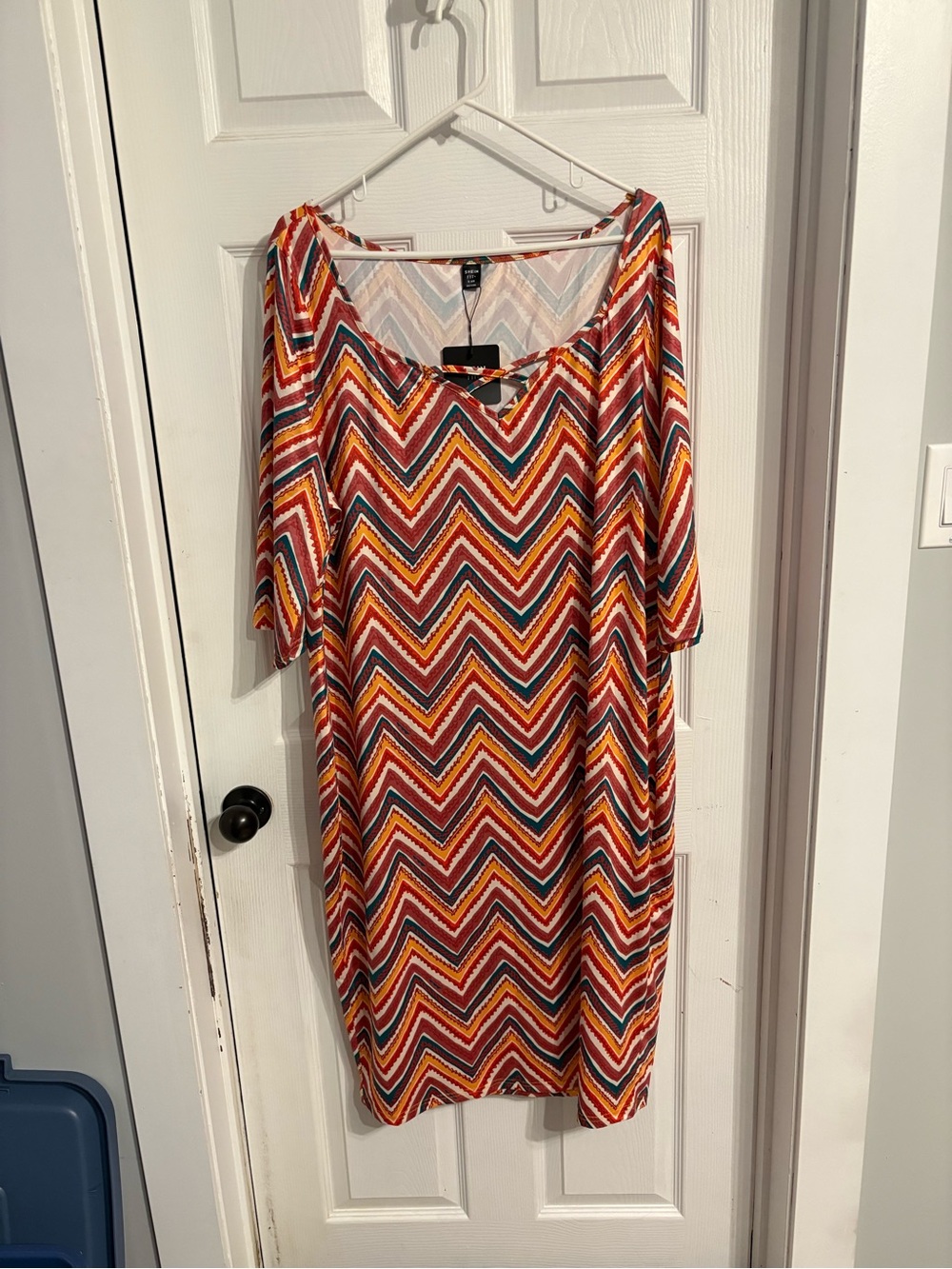 SHEIN Multicolor Chevron Swim Coverup - Orange, Red, Blue